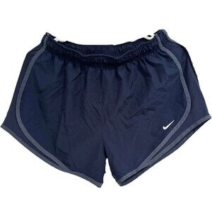 Nike Womens Dri-Fit Running Shorts Lined Drawstring Zip Pocket Navy Blue Size M